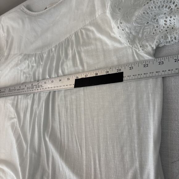 Knox Rose XL White Eyelet Boho Peasant Tunic Top Short Sleeve Eyelet Embroidery - Picture 14 of 16